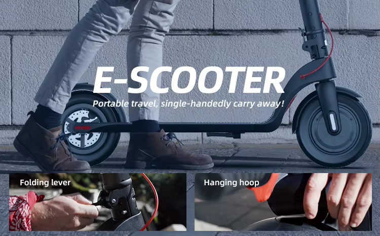 Portable travel with single-handed carry for the folded e-scooter