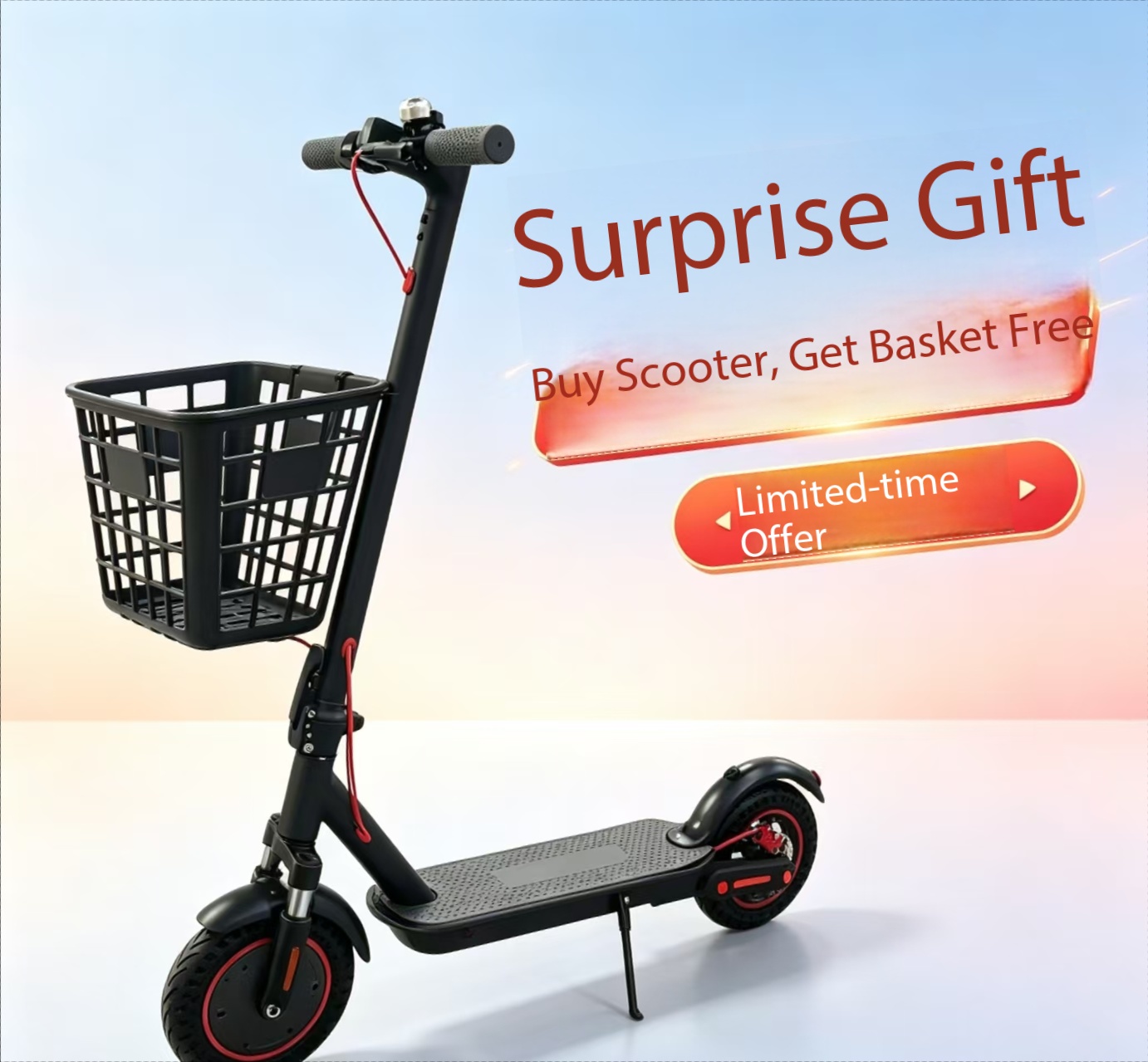 Surprise gift when you buy the Khuzana scooter and get the front basket free